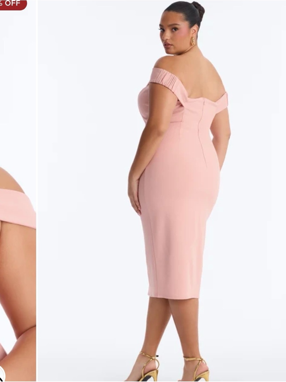 Fashion Nova Blush Off-Shoulder Midi Dress